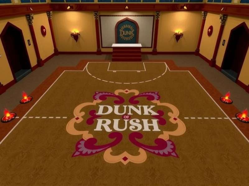 Dunk Rush India Localization - Diwali-themed court with diyas and rangoli